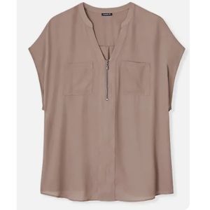 Torrid blouse light brown/ tan with zipper